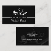 理容師ショップツールヘアカットサロンシンプルロゴテーマ 名刺 (正面/裏面)