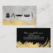 理容師ショップツール金ゴールドブラシ付き水彩 名刺 (正面/裏面)