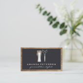 理容師ショップツール | レザー 名刺 (スタンド正面)