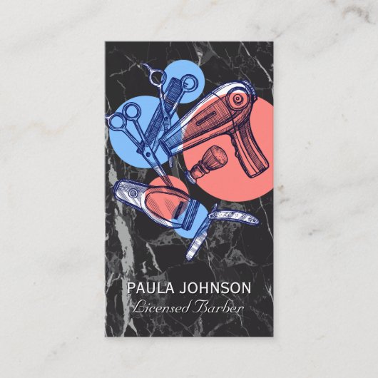 理容師ショップツール | 黒大理石 名刺 (正面)