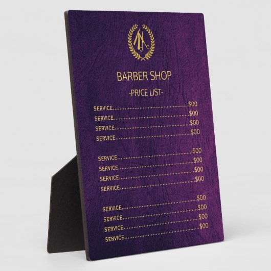 理容師ショップパープルレザールック価格表 フォトプラーク (側面)