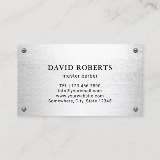 理容師ショップヒードマンロゴメタル美容師 名刺 (裏面)