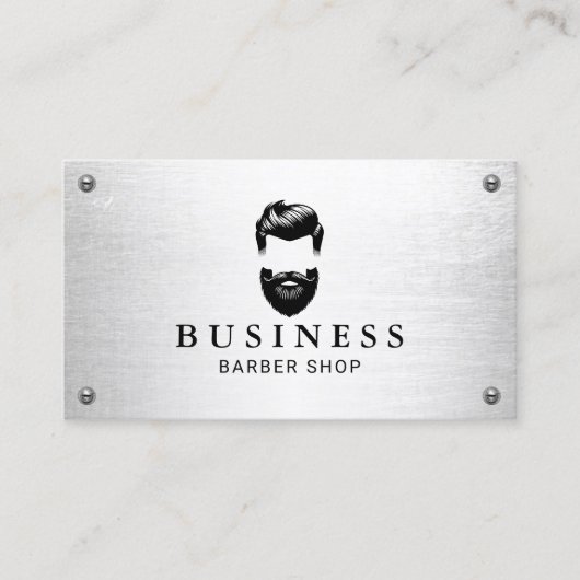 理容師ショップヒードマンロゴメタル美容師 名刺 (正面)