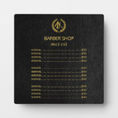 理容師ショップブラックレザールック価格表 フォトプラーク (正面)