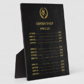 理容師ショップブラックレザールック価格表 フォトプラーク (側面)