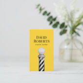 理容師ショップブラック理容師ポールミニマリストヘア 名刺 (スタンド正面)