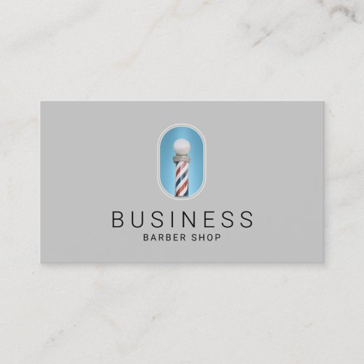 理容師ショップブルーモダン理容師ポールロゴヘア 名刺 (正面)