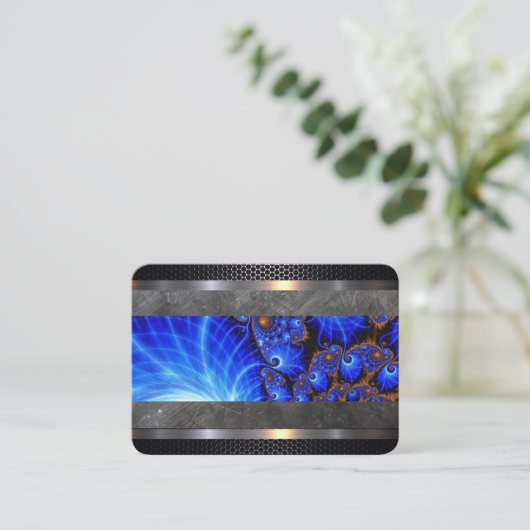 理容師ショップブルー抽象芸術名刺 名刺 (スタンド正面)