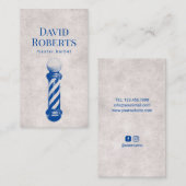 理容師ショップブルー理容師ポールバーショップヘア 名刺 (正面/裏面)