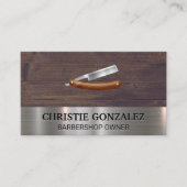 理容師ショップブレード | 金属と木材 名刺 (正面)