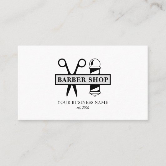 理容師ショッププロフェッショナルサロンシザーポールロゴ 名刺 (正面)