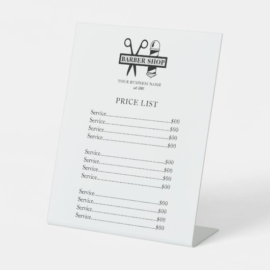 理容師ショッププロフェッショナルサロン価格表 台座サイン (正面)