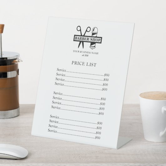 理容師ショッププロフェッショナルサロン価格表 台座サイン (インサイチュ)