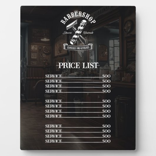 理容師ショッププロフェッショナル美容師価格表 フォトプラーク (正面)