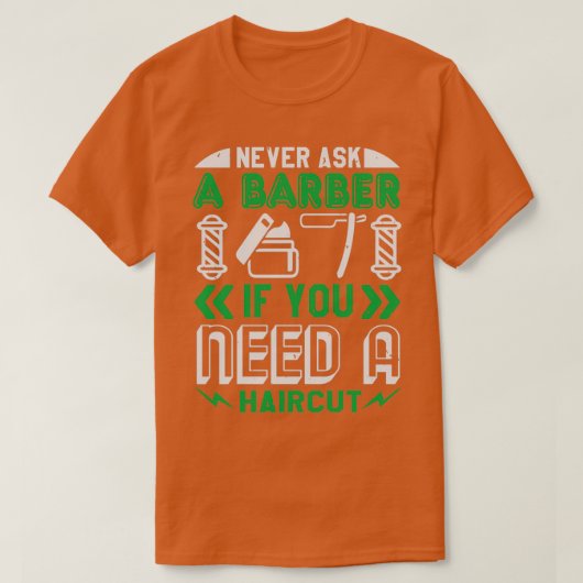 理容師ショップヘアカットひげ美容師ギフト18 Tシャツ (デザイン正面)