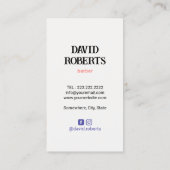 理容師ショップヘアドレスのキング・オブ・ダイヤモンド 名刺 (裏面)