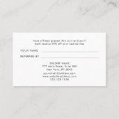 理容師ショップヘアドレッサーブラック銅紹介カード 紹介カード (裏面)