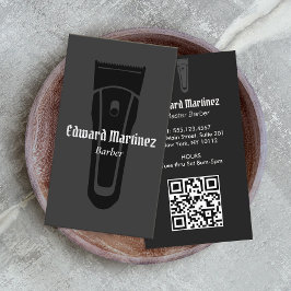 理容師ショップヘアドレッサーモダンブラックヘアクリッパー 名刺