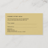 理容師ショップベージュタンとホワイト紹介テンプレート 紹介カード (裏面)