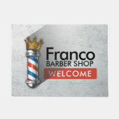 理容師ショップポールバーバーバーショップ美容師ウェルカム ドアマット (正面)