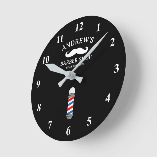 理容師ショップポール男性へウォールクロックのヘアサロン ラウンド壁時計 (傾斜)