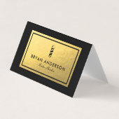 理容師ショップポール – 金フェイク箔折り畳み 名刺 (正面)