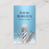 理容師ショップマスター理容師ブルーモダンバーバーショップ 名刺 (正面)