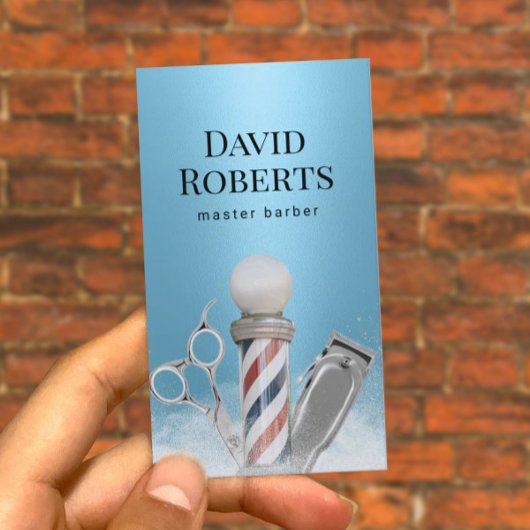 理容師ショップマスター理容師ブルーモダンバーバーショップ 名刺