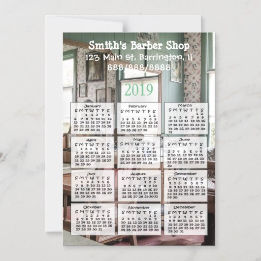 理容師ショップミニカレンダーマグネット2019 マグネット招待状 (正面)