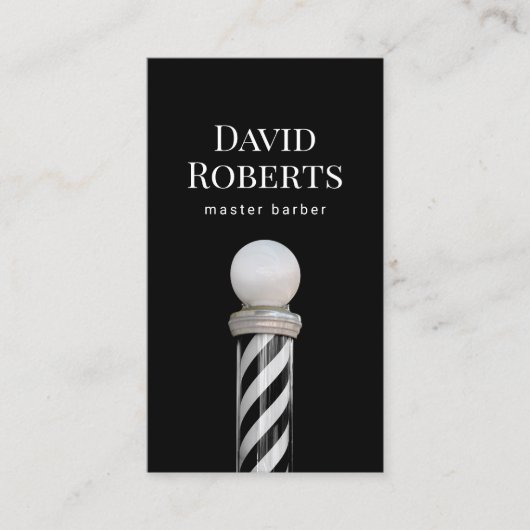 理容師ショップミニマリストブラック理容師ポールヘア 名刺 (正面)