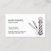 理容師ショップミニマリストブルー&レッドストライプヘアカラー 名刺 (裏面)