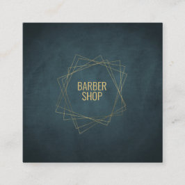 理容師ショップミニマルネイビー金ゴールドタイポグラフィ幾何学 スクエア名刺