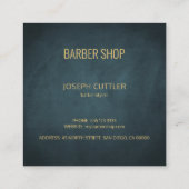 理容師ショップミニマルネイビー金ゴールドタイポグラフィ幾何学 スクエア名刺 (裏面)