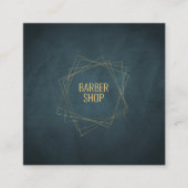 理容師ショップミニマルネイビー金ゴールドタイポグラフィ幾何学 スクエア名刺 (正面)