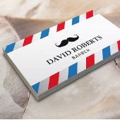 理容師ショップムスタッシュ美容師ブルーレッドストライプズ 名刺