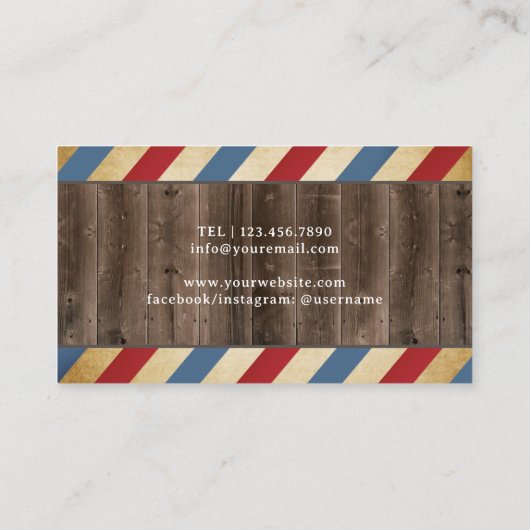 理容師ショップムスタッシュ美容師ヴィンテージウッド 名刺 (裏面)