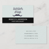 理容師ショップムスタッシュ |背景ストライプ情報 名刺 (正面/裏面)