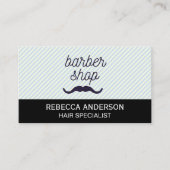 理容師ショップムスタッシュ |背景ストライプ情報 名刺 (正面)