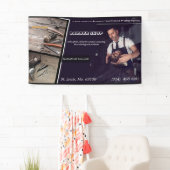 理容師ショップモダンヘアカットのシザーヘアドレッサー 横断幕 (インサイチュ)