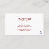 理容師ショップモダンホワイトブルーレッドビジネスカード 名刺 (裏面)