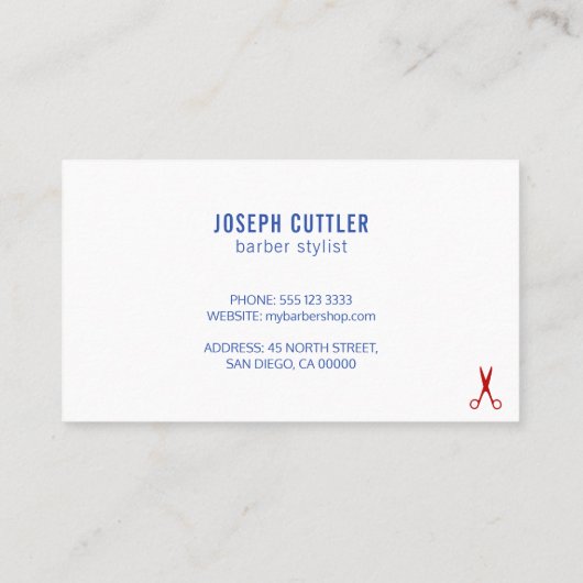 理容師ショップモダン赤い青の白の名刺 名刺 (裏面)