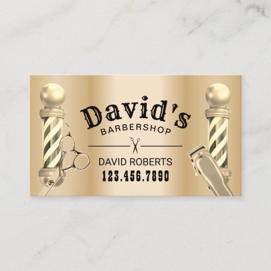 理容師ショップモダン金ゴールドバーバーショップ美容師 予約カード (正面)
