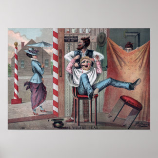 理容師ショップユーモアのある写真ヴィンテージポスター ポスター