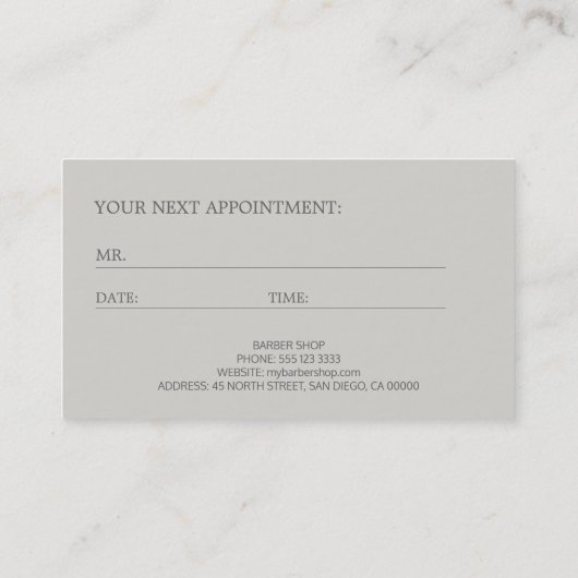 理容師ショップラグジュアリーシルバーロゴアポイントメントカード 予約カード (裏面)