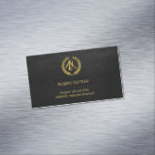 理容師ショップラグジュアリーシンプルブラックレザールック マグネット名刺 (インサイチュ)