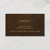 理容師ショップラグジュアリーシンプル金ゴールドブラウンレザールック 名刺 (裏面)