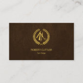 理容師ショップラグジュアリーシンプル金ゴールドブラウンレザールック 名刺 (正面)