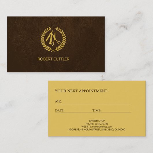 理容師ショップラグジュアリーロゴアポイントメントテンプレート 予約カード (正面/裏面)