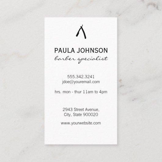 理容師ショップレザー | シェービングブレードの名刺 名刺 (裏面)