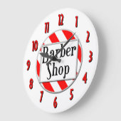 理容師ショップレッドホワイトレトロウォールクロック ラージ壁時計 (傾斜)